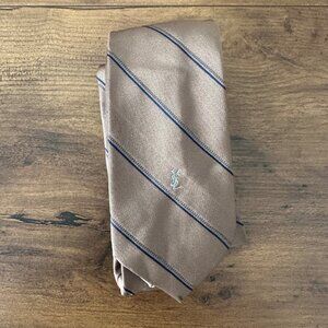 Yves Saint Laurent Tie Light Brown Pin Striped Monogram O/S